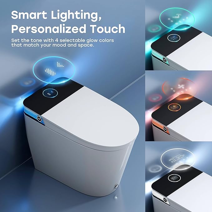 HOROW Artistic Bidet Toilet, Smart Toilet with ADA Chair Height, Ultra-Powerful Flush, Auto Open/Close Lid, Instant Warm Water, Elongated Heated Seat, Deodorization
