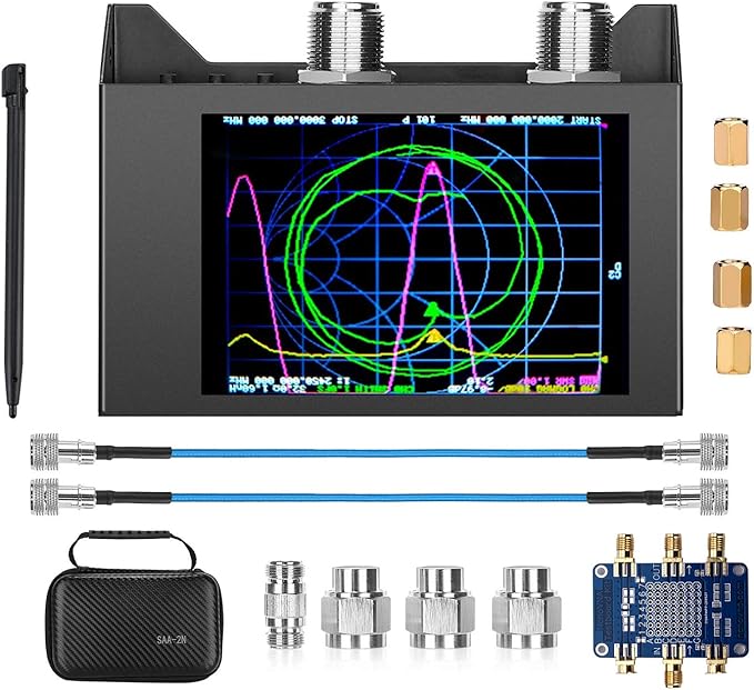 NanoVNA SAA-2N VNA Antenna Analyzer,SEESII 50KHz -3GHz Vector Network Analyzer with Bag & Testboard Kit,4" inch LCD,HF VHF UHF Measuring S Parameters, Voltage Standing Wave Ratio Smith Chart