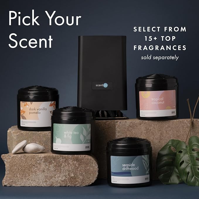 ScentAir Whisper Home | Diffuser Machine, Scents up to 800 Sq. Ft Room, Compatible with Alexa & Google, WiFi & Bluetooth Enabled, Cartridge Sold Separately, Black