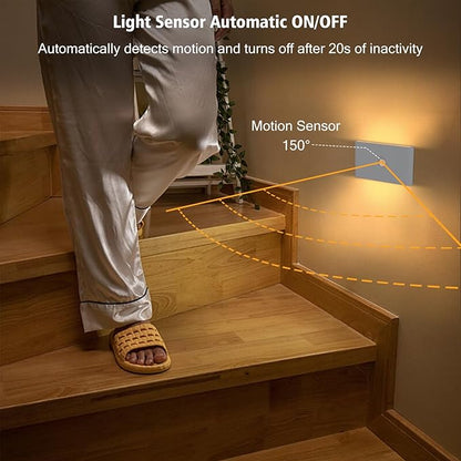 Motion Sensor Night Light, Rechargeable Battery Night Light, 2700K-6500K Magnetic/Stick-on Closet Lights, Dimmable Stair Lights for Bedroom Kitchen Hallway Stairs (2 Pack)