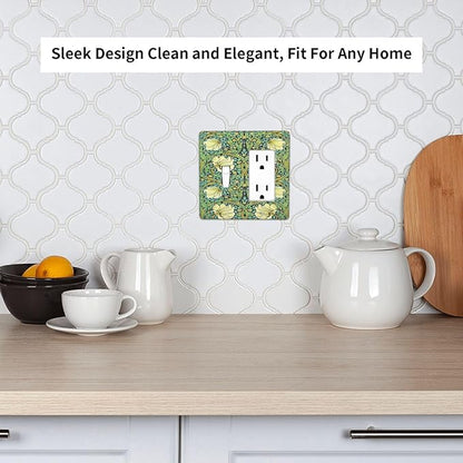 Outlet Covers William Morris Vintage Floral Yellow Flowers Green Leaf 1 Toggle 1 Rocker Combination Decorative Wall Plate Electrical Switch Plates Light Switch Cover Plate for Bedroom Decor