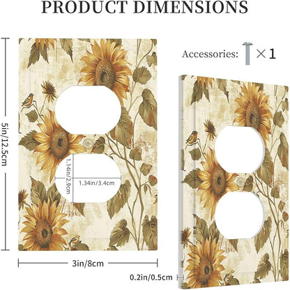 Outlet Covers Rustic Sunflower Floral Pattern 1 Gang Duplex Wall Plate Decorative Switch Plates Electrical Receptacle Faceplate Light Switch Cover for Bedroom Cabin Decor