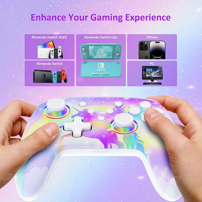 NexiGo Wireless Controller (No Deadzone) for Switch 2 and Switch, Bluetooth Controllers for Nintendo Switch with Vibration, Motion, Turbo and LED Light (Violet Unicorn)
