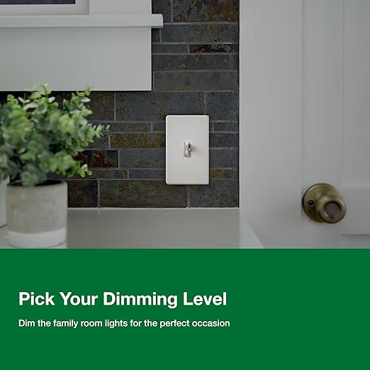Lutron Ariadni/Toggler LED+ Dimmer Light Switch for Dimmable LED, Halogen and Incandescent Dimmer Switch, 150W, Single-Pole/3-Way, AYCL-153P-WH, White