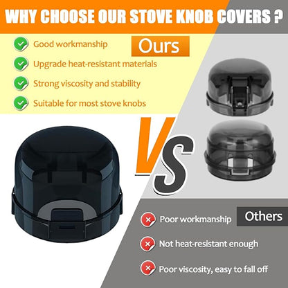Stove Knob Covers for Baby Safety (5 Pack), Stove Knob Safety Covers, Prevent Kids-Pets from Gas Stove Knob Locks, Childproof Oven Lock Knob Covers with Adhesive, Heat-Resistant Upgraded-Black