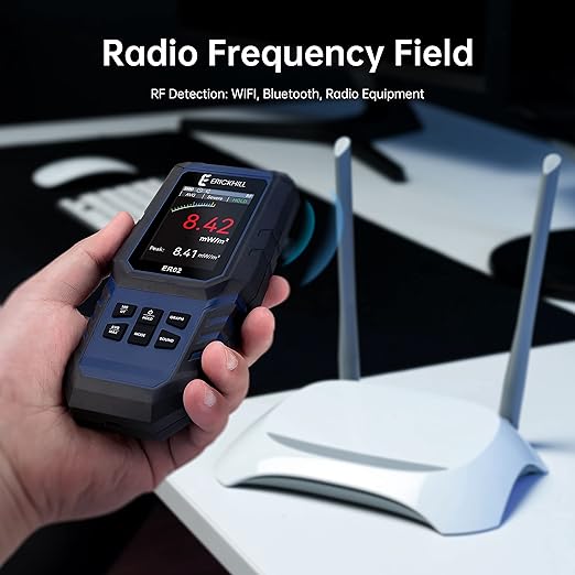 ERICKHILL EMF Meter,3-in-1Rechargeable Digital Electromagnetic Field Radiation Detector for EF RF MF,5G Cell Tower, WiFi Signal Detector, for Home&Office EMF Inspections, and Ghost Hunting