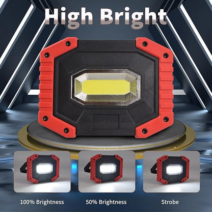 OTYTY LED Work Light 2-Pack, 30W 1500LM Portable Rechargeable Flood Lights with Magnetic Base, 4200mAh Battery for Outdoor, Camping, Hiking, Emergency, Car Repairing, Job Site Lighting (W841Red)