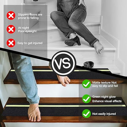 Huakaile Glow in The Dark Tape Anti Slip Grip Tape, 1.96" x 16.4Ft Luminous Reflective Tape, Waterproof Non Skid Traction Tape Strips for Outdoors Steps Indoor Stairs Treads Ladder Floor
