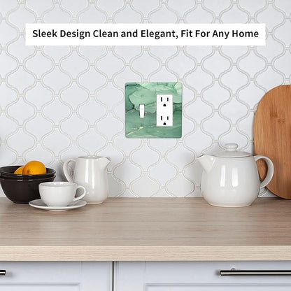 Outlet Covers Simple Green Marble 1 Toggle 1 Rocker Combination Decorative Wall Plate Electrical Switch Plates Light Switch Cover Plate for living Room Office Decor
