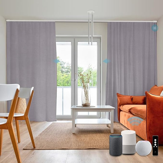 SmartWings Automatic Curtain Opener with Drapery, Motorized Vertical Blinds with Remote, Electric Closet Doors Sliding Panels Compatible with Alexa Google Homekit, 93% Blackout Light Purple