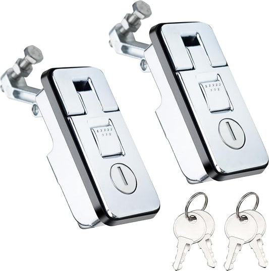 Loclink Compression Latch Lock Marine Grade Zinc Alloy for Boat Hatches, RV Camper Adjustable Lever Push Nutton Latches Hand Operated, 2-Pack with 4 Keys