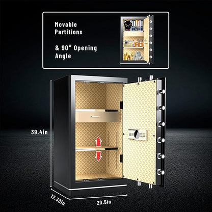8.1 Cuft Large Home safe,Digital Security Fireproof Safe with Fireproof Waterproof Bag,Personal Document Safe with Programmable Keypad,Built-In Drawers and Removable Dividers for Money Documents
