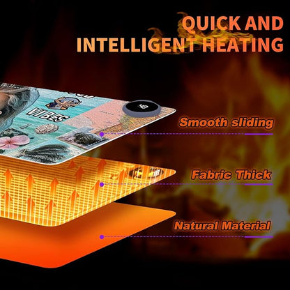 Heated Mouse Pad 31.5x13 in 3-Temp Fast Heating Desk Mat with Auto Timer Warmer for Hands Wrist Pain Relief Waterproof Keyboard Mat for Office, Gaming, Home, Beach Vibes Beauty