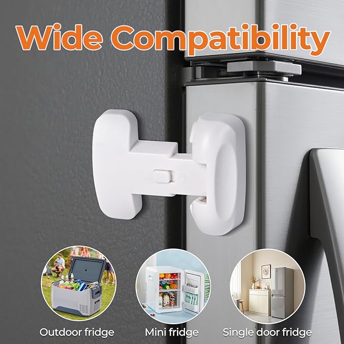Refrigerator Fridge Door Lock for Kids Child Safety Locks for Doors Freezer Door Lock Easy to Install Keep Door Closed Child Proof Refrigerator，Freezer Door Lock 2 Pack, White