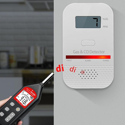2-in-1 Carbon Monoxide and Combustible Gas Detectors Combination, Plug in Co Leak Detector LNG LPG Monitor for Home Travel RV Essentials, Sound Alarm Over 85dB, 50-Feet Detection Range, 1PCS