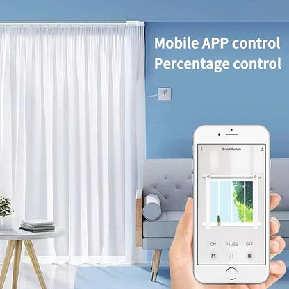 Smart Curtain Track System with Mini Zigbee Motor, Automatic Ceiling Curtain Opener, Motorized Curtains Rod 126''(3.2m) with App, Voice, Remote Control, Compatible with Alexa,Google and Siri