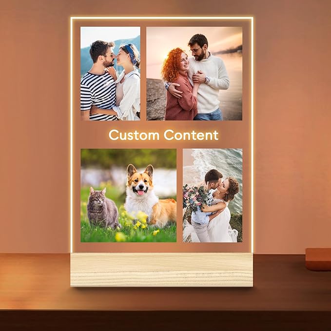 Personalized Picture Frame, Custom Tabletop Photo Frame with Light, Customized Gift for Mom/Father/Kid/Friend/Pet - Birthday, Valentine’s Day, Mother's Day, Father's Day, Christmas (R06)