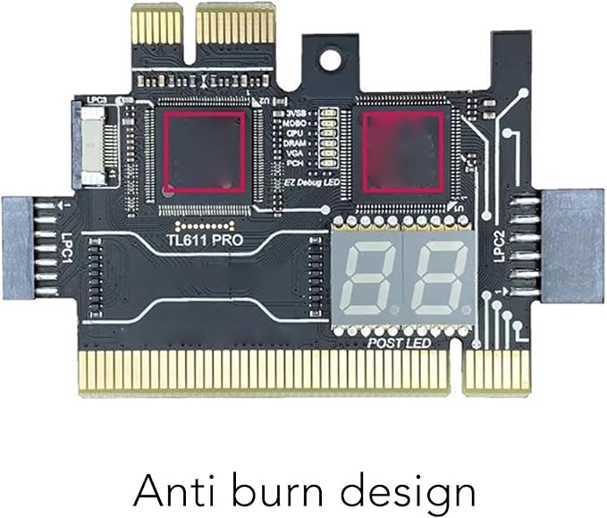 TL611 Pro Mainboard Debug Card, Diagnostic & Analyzer PC Kit, 4 Digit Post Card with LED Indicators for Laptop, PCI E, PC Computer Motherboard Testing