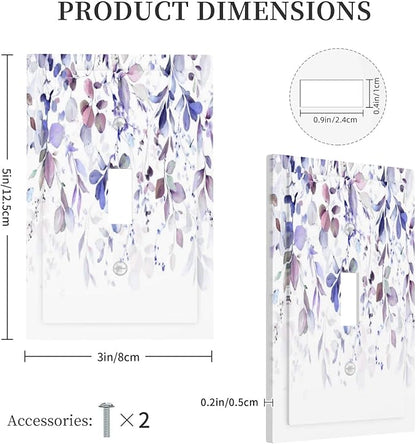 Purple Eucalyptus Watercolor Floral Rustic Leaf Decorative Light Switch Cover 1 Gang Single Toggle Device Electrical Faceplate Switchplates Decorator Outlet Wall Plate for Farmhouse Home Decor