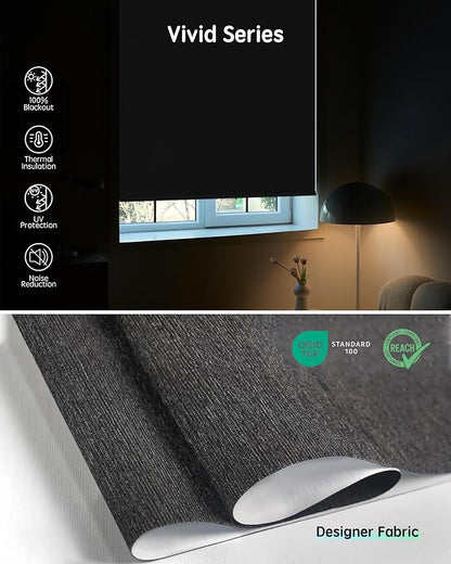 Yoolax Motorized Blinds with Remote, Smart Blinds for Windows Blackout Automatic Shades Compatible with Alexa Remote Control Roller Window Shades with Valance, Custom Size (V-Shimmer Horizontal Black)