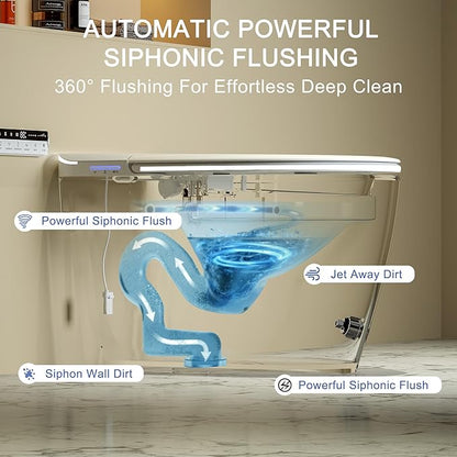 TDH Smart Toilet with Foam Shield, Upgraded New Heated Toilet Seat with Instant Warm Water Sprayer and Dryer, One Piece Toilet with Auto Soft Close,ADA Comfort Height
