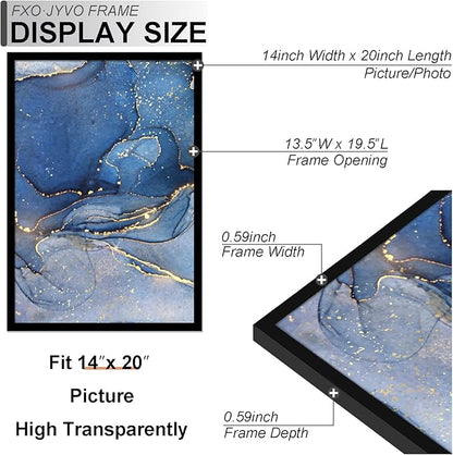 14x20 Picture Frame Set of 6, Black Frame for 14 x 20 Inch Picture Poster Photo, Light Weight and High Transparent 14 by 20 Frame for Wall - 6 Pack/Black/14 x20