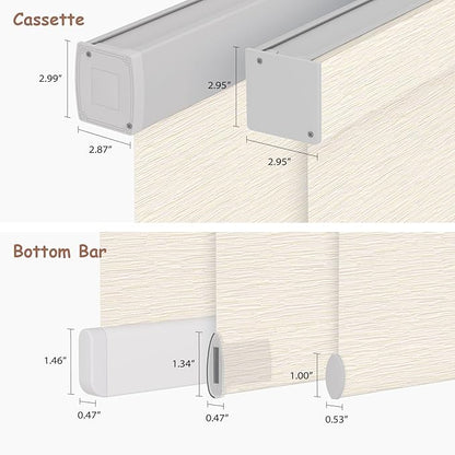 Motorized Roller Blinds with Remote, 100% Blackout Automatic Roller Shades for Bedroom, Bathroom, and Living Room, Customized Size, Tree Ring Beige