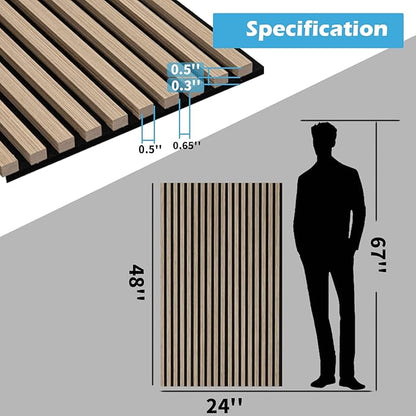 Art3d 2-Pack 48" x 24" Acoustic Wood Panels for Wall, Soundproof Wood Slat Panel for Wall and Ceiling, 3D Fluted Sound Absorbing Paneling for Interior Wall Decor, Living Room, Bedroom - Peach