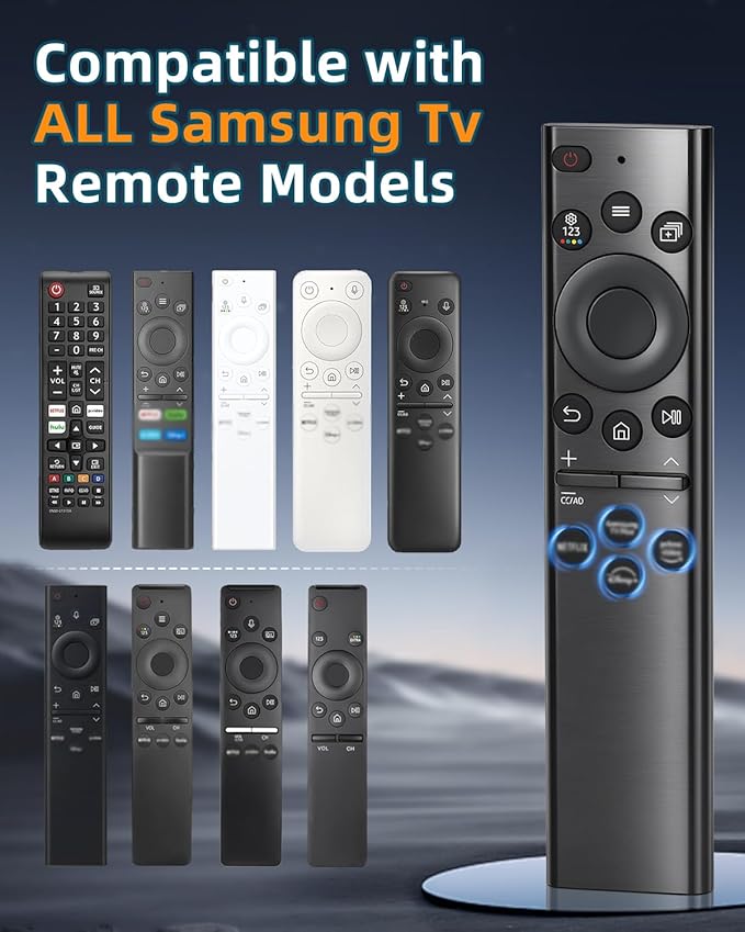 Replacement Remote Control for Samsung Smart TVs – Ready to Use, Universal Remote Compatible with Samsung Frame Curved QLED Crystal UHD TVs