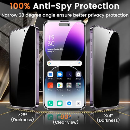 3+3 Pack Privacy Screen Protector for iPhone 14 Pro Max 6.7-Inch with 3 Pack Camera Lens Protector, Anti Spy Tempered Glass Film 9H Hardness Bubble Free Case Friendly