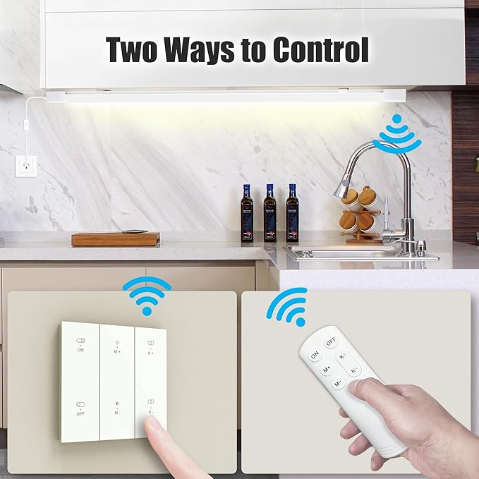 Under Cabinet Lights with Plug. 2700K-6500K Dimming and Color. with Wireless Control Panel and Remote Control.25W 2500LM for Garage, Kitchen, Bathroom, Closet, Office (36 inch)