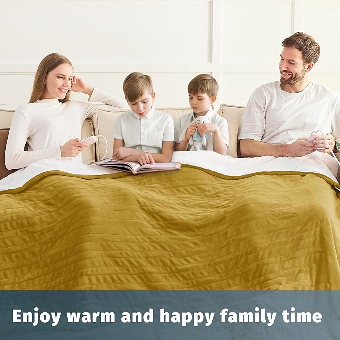 Heated Electric Blanket King Size - 90" x 100" Heating Blanket with Dual Control, 10 Heating Levels & 8 Hours Auto Off, Soft Warm Flannel Blanket, Christmas Birthday Gifts for Senior Grandma