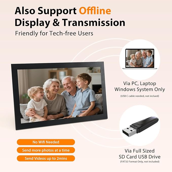 15.6'' Extra Large Digital Picture Frame WiFi Smart Digital Photo Frame 1920 * 1080 FHD Touchscreen 32GB Storage Space,Digital Using App Remotely Send Photos and Videos