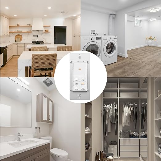 Minoston Countdown Timer Switch, 1-60 Min, Bathroom Fan Timer Switch, Adjustable LED Brightness, 120VAC Neutral Wire Req, ETL and FCC Listed, White (MT11N)
