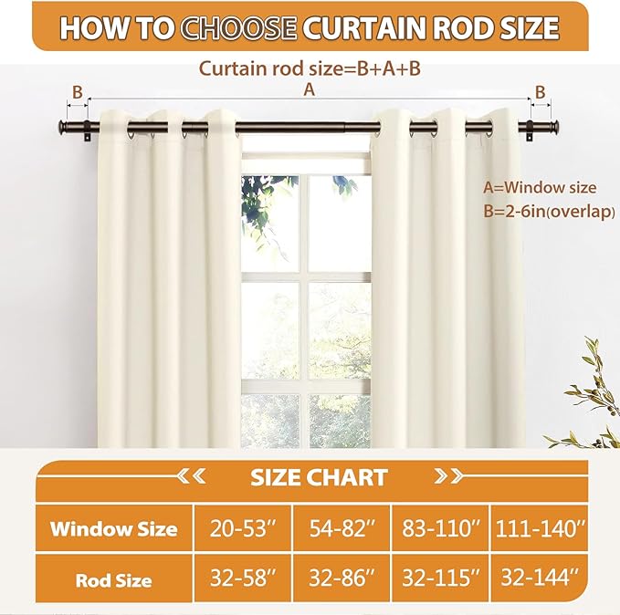 TONIAL 2 Pack Curtain Rods 32 to 58 Inch, Telescoping Splicing 3/4 Inch Single Rods for Windows Decorative Drapery Rod with Small Finial, Bronze