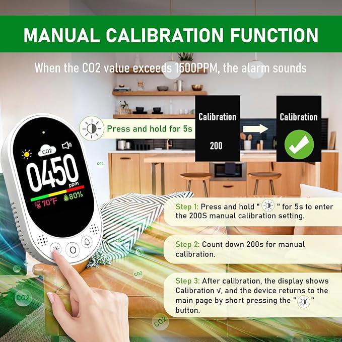Upgraded Carbon Dioxide Detector Plug in Wall Design, 3 in 1 CO2 Detector(Temp, Humidity and CO2 Value), High Accuracy CO2 Meter with Alarm Function and Manual Calibration for Home RV 2Pack