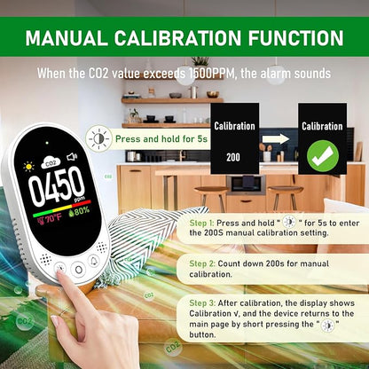 Upgraded Carbon Dioxide Detector Plug in Wall Design, 3 in 1 CO2 Detector(Temp, Humidity and CO2 Value), High Accuracy CO2 Meter with Alarm Function and Manual Calibration for Home RV 2Pack