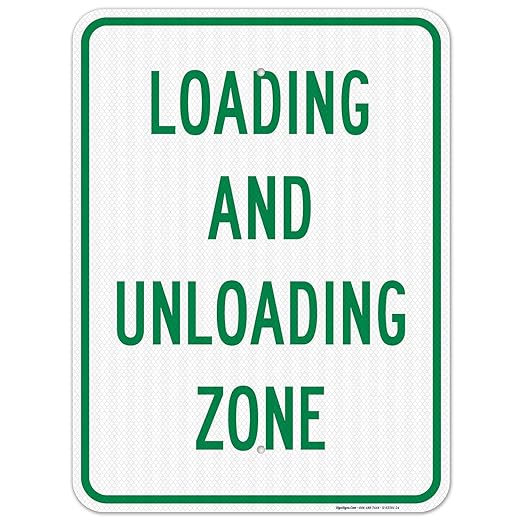 Loading and Unloading Zone Sign, 18x24 Inches, 3M EGP Reflective .080 Aluminum, Fade Resistant, Made in USA