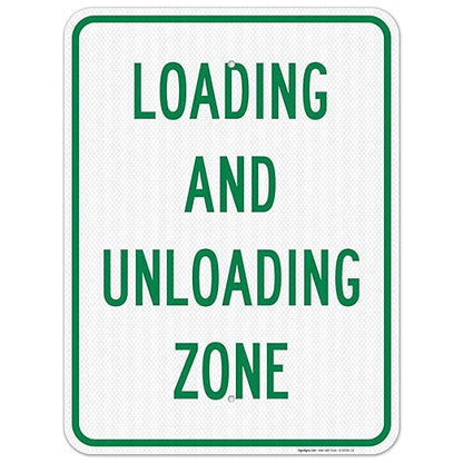 Loading and Unloading Zone Sign, 18x24 Inches, 3M EGP Reflective .080 Aluminum, Fade Resistant, Made in USA