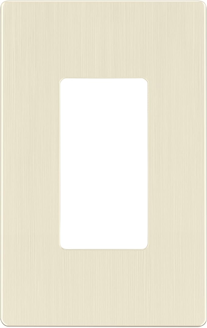 LIDER Brushed Finish Decorator Switch Cover, Screwless Wall Plate, Mid-Size 1-Gang 4.88" x 3.11", Unbreakable Polycarbonate Thermoplastic, UL Listed, LSWP-31M-BLA, Brushed Light Almond