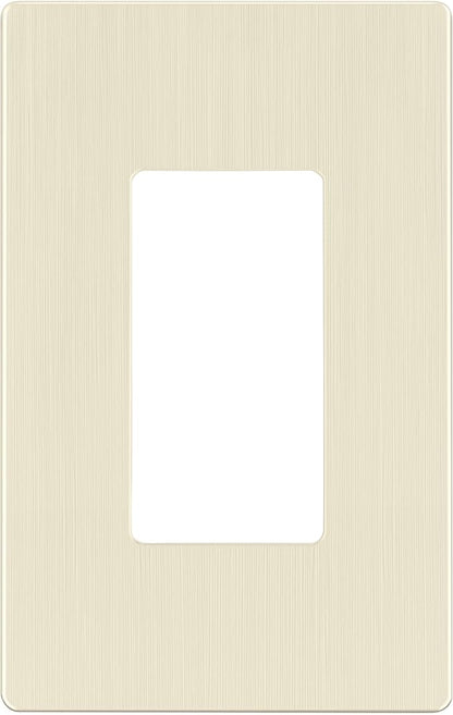 LIDER Brushed Finish Decorator Switch Cover, Screwless Wall Plate, Mid-Size 1-Gang 4.88" x 3.11", Unbreakable Polycarbonate Thermoplastic, UL Listed, LSWP-31M-BLA, Brushed Light Almond