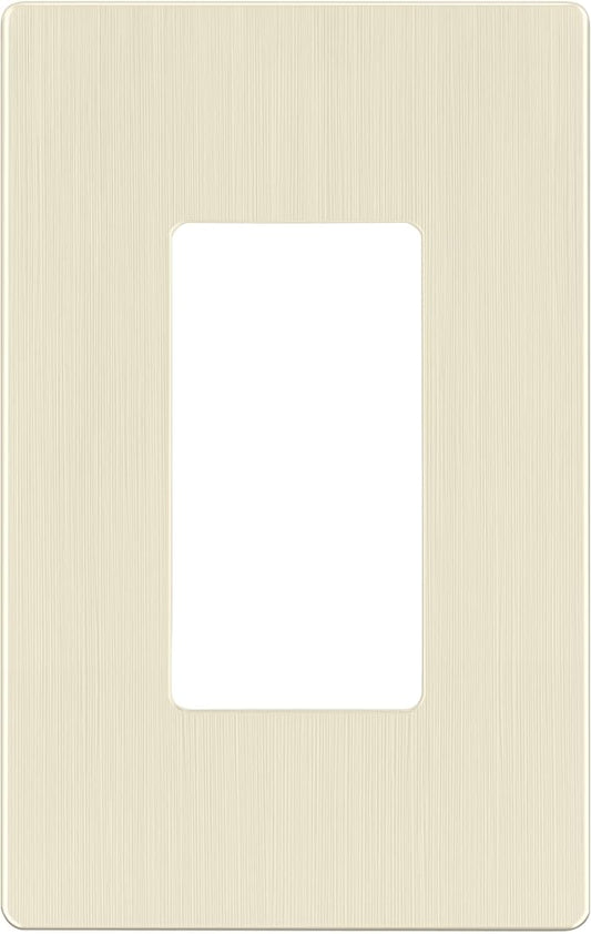 LIDER Brushed Finish Decorator Switch Cover, Screwless Wall Plate, Mid-Size 1-Gang 4.88" x 3.11", Unbreakable Polycarbonate Thermoplastic, UL Listed, LSWP-31M-BLA, Brushed Light Almond