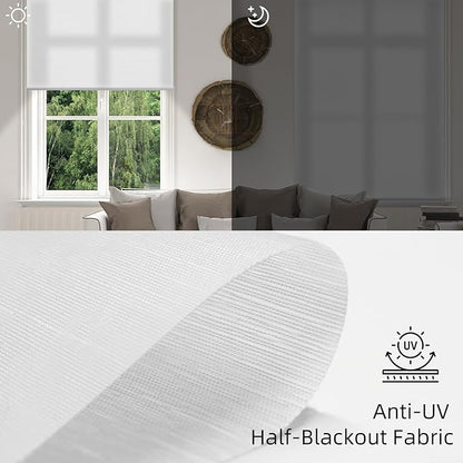 SmartWings Motorized Light Filtering Shades, Work with Matter Thread Apple Homekit Google Z-Wave Alexa, 70% Blackout Smart Window Blinds Translucent, Cordless with Remote Control, Essential White