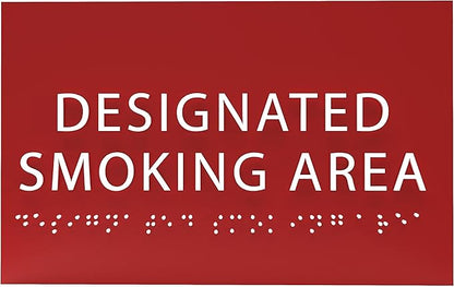 6" X4" Designated Smoking Area Sign - ADA Compliant Tactile Graphics Grade 2 Braille Text | Smoking Permitted Wall Signs for Offices, Private Businesses, Schools, and Restaurants