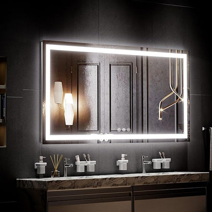 30"x36" LED Bathroom Mirror with Lights, Dimmable, Anti-Fog, Lighted Bathroom Vanity Mirror for Wall, Backlit + Front Lit, Memory Function, Shatter-Proof, Tempered Glass