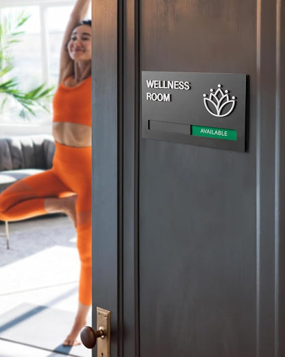 Conference Room Door Signs for Office, Meeting In Progress Door Sign, In Use Available Slider Indicator Tells Whether Room Vacant Or Occupied