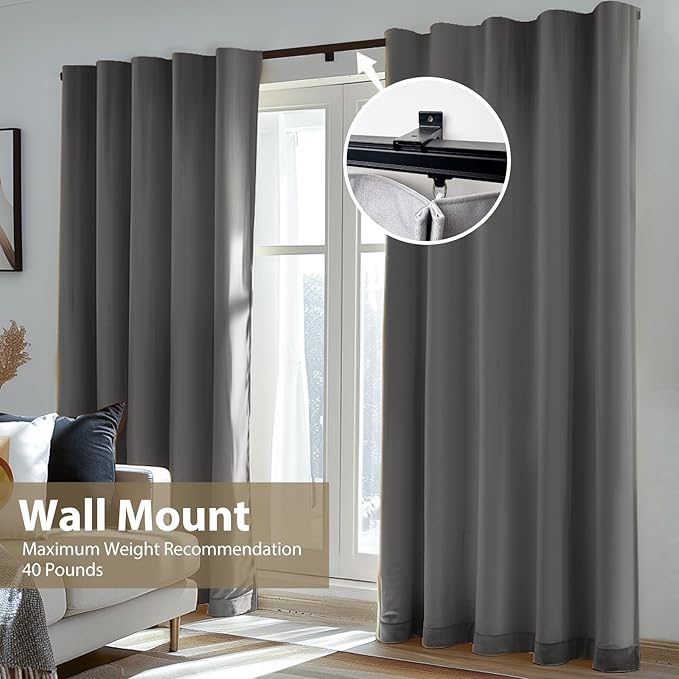 Curtain Tracks Ceiling Wall Mounted Heavy-Duty Curtains Rails Room Divider Curtain Track for Living Room Bedroom Room Shower Divider Black 3ft To 18ft