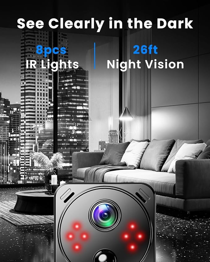 4K Mini Hidden Camera Dual-Band 2.4/5GHz WiFi Indoor Security Camera with AI Human Detection, Night Vision, Cloud/SD Storage, Up to 150 Days Standby Battery Life