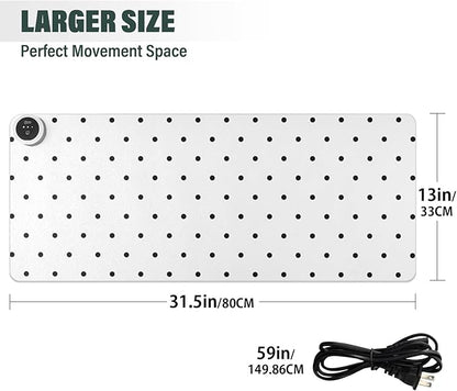 Heated Desk Pad Mouse Pad 31.5x13 Inch PU Leather Desk Mat with 3 Heat Levels Large Mouse Gaming Computer Laptop Mat Black Polka Dot White