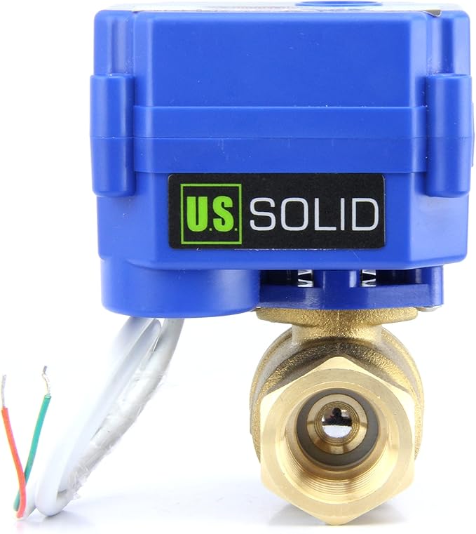 U.S. Solid Motorized Ball Valve- 3/4" Brass Ball Valve with Standard Port, 9-24V AC/DC and 2 Wire Auto Return Setup (Pack of 25)